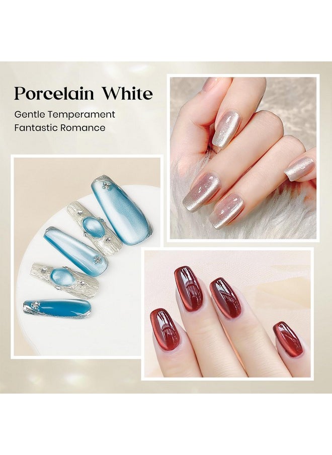 MIZHSE - MIZHSE Cat Eye Gel Nail Polish, 8 Colors Ceramic Magnetic Gel Polish Set with Magnet Stick, Crystal Shimmer Silver Brown Green Purple Colors Nail Gel Soak Off Nail Art Salon Home Gift for Women - Image 1