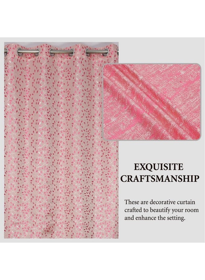 FRESH FROM LOOM Curtains 12 Feet Long Set of 3 Window Parda | Floral Room Darkening Curtains for Living Room Bedroom with Eyelets Ring Parde Screens (Set of 3 |Pink) - Image 2