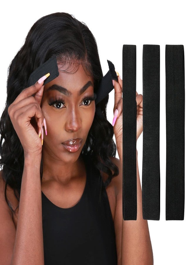 STUDIO LIMITED Lace Wig Melting Edge Band, 3 Pcs Non-Slip Adjustable Elastic Band for Lace Wigs Baby Hair Custom Fit with Velcro Comfortable Soft Long-Lasting Hold Reusable Washable (3 Pcs) - Image 1