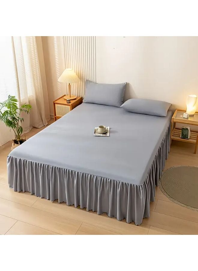 Light Grey Lace Bed Skirt 78 74x86 61 Inch Luxurious Soft Mattress Cover Protector Hypoallergenic Wrinkle Resistant - Image 5