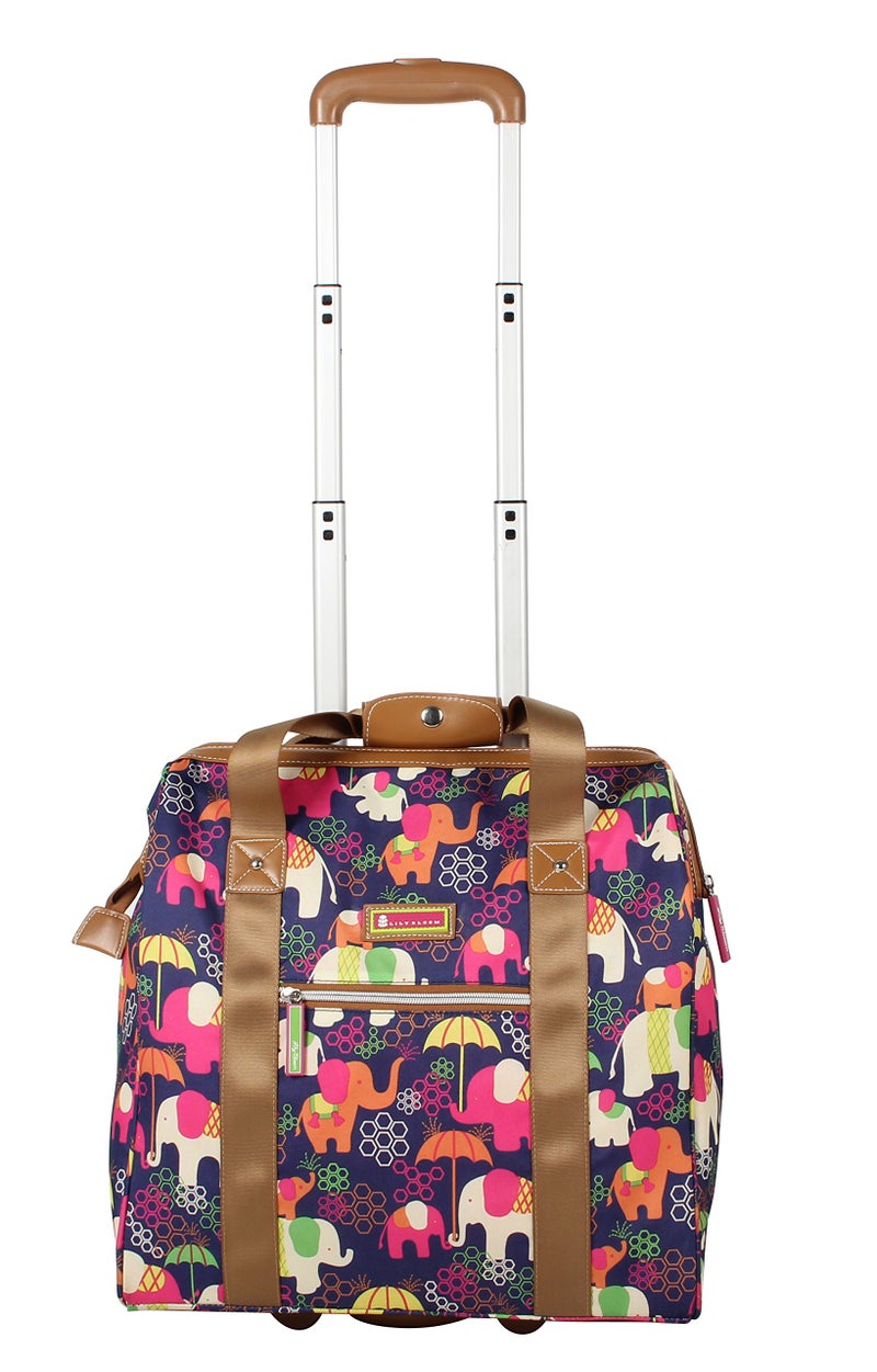 Lily Bloom Design Pattern Carry on Bag Wheeled Cabin Tote (Elephant Rain) - Image 2