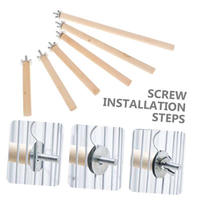 6Pcs Natural Wood Bird Perch Sticks For Parrots Parakeets Cockatiels Cage Accessories - Image 5
