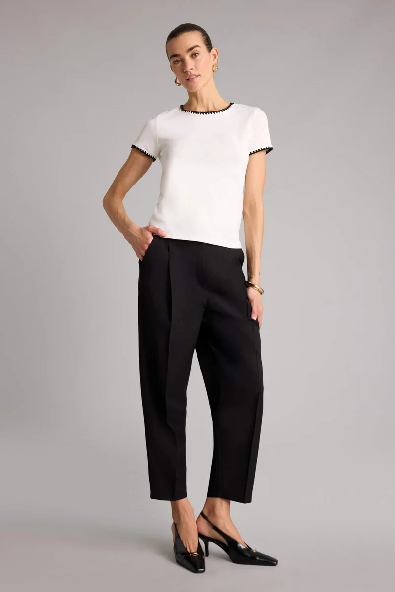 ديفاكتو Straight Fit Regular Hem Zipper modal Trousers