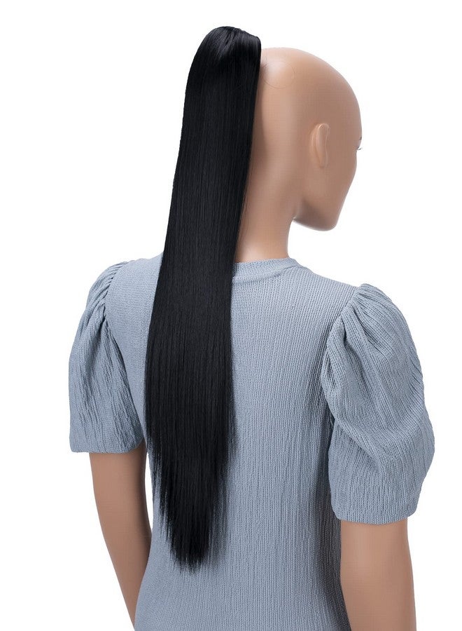 CAISHA 24" Hairpiece Ponytail Clip On Extension Long Hair Straight Black H601 - Image 2