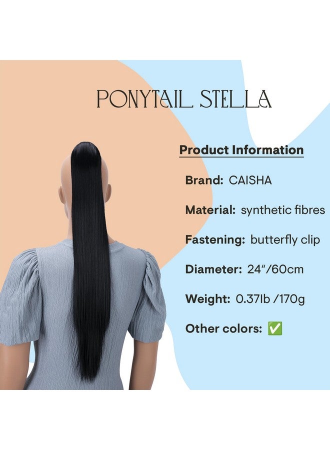 CAISHA 24" Hairpiece Ponytail Clip On Extension Long Hair Straight Black H601 - Image 3