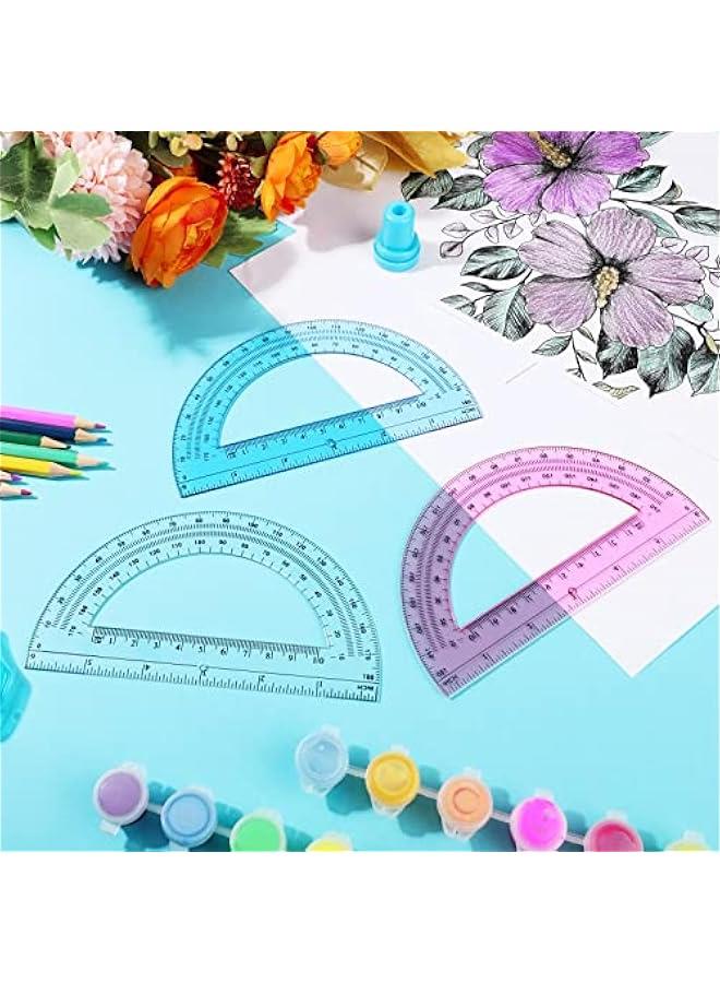 Arabest 3 Pack 6 Inch Plastic Protractor Back to School Protractors 180 Degrees Pink Blue Clear Protractors for Classroom Math Teacher Student Office Supplies - Image 4