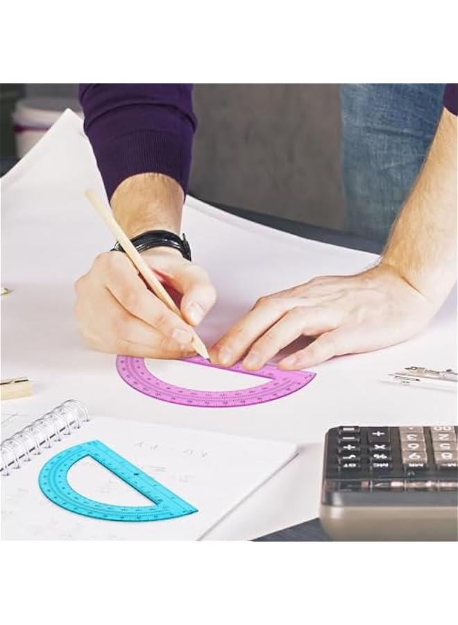 Arabest 3 Pack 6 Inch Plastic Protractor Back to School Protractors 180 Degrees Pink Blue Clear Protractors for Classroom Math Teacher Student Office Supplies - Image 5