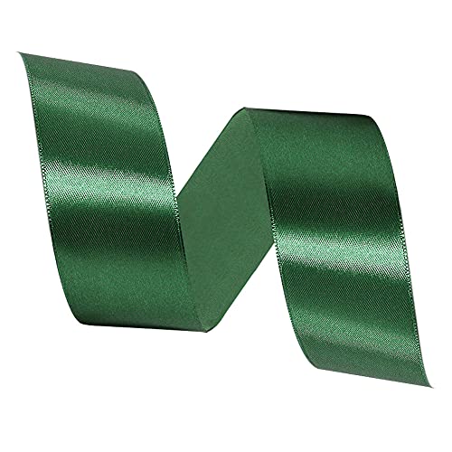 HLOMVE Solid Color Dark Green Satin Ribbon, 1-1/2 Inches x 25 Yards Fabric Satin Ribbon for Gift Wrapping, Crafts, Hair Bows Making, Wreath, Wedding Party Decoration and Other Sewing Projects - Image 2