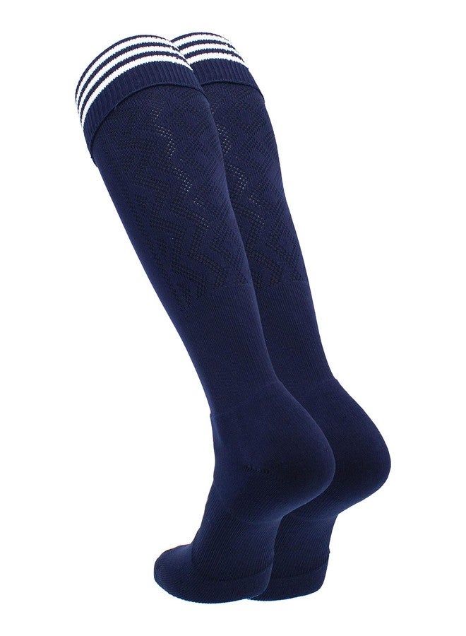 TCK Soccer Socks with Stripes Fold Down Premier (Navy/White, Large) - Image 2