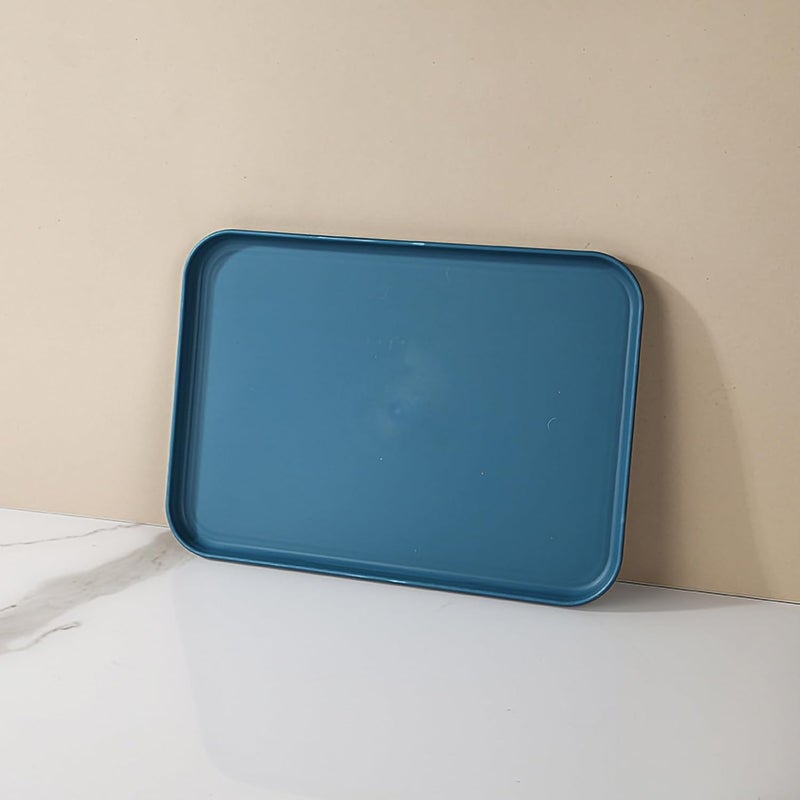 Vortipu 31CM Rectangular Serving Tray - BPA-Free, Reusable Wheat Straw Platter for Snacks, Food, Cookies & Party Serving (Blue, Pack of 4) - Image 3