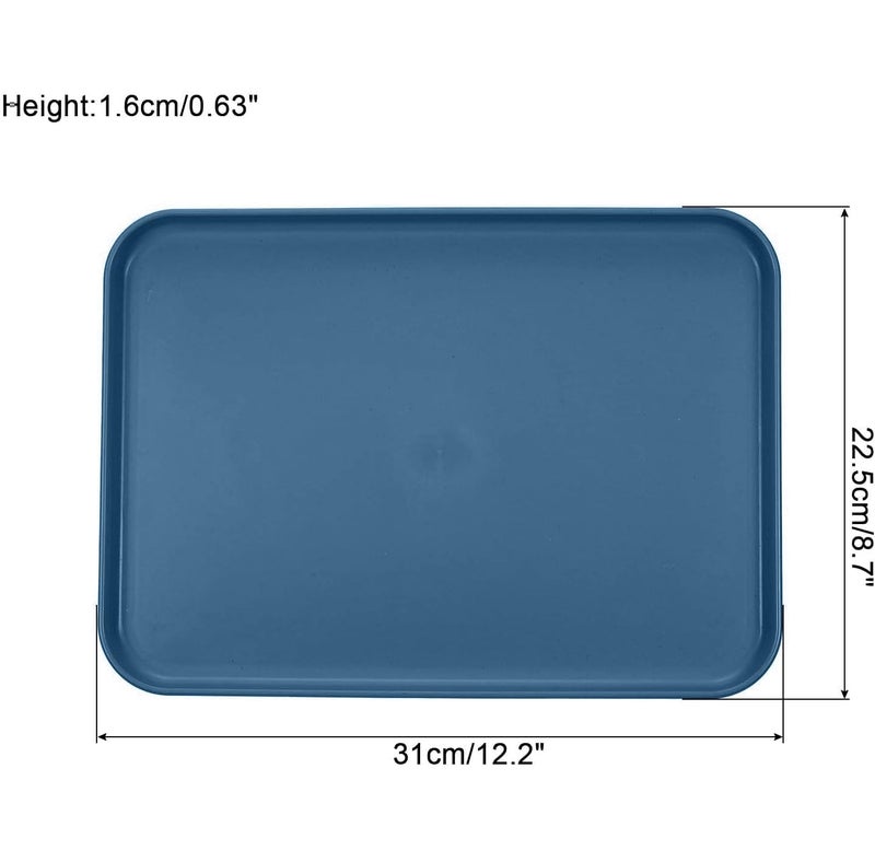Vortipu 31CM Rectangular Serving Tray - BPA-Free, Reusable Wheat Straw Platter for Snacks, Food, Cookies & Party Serving (Blue, Pack of 4) - Image 2
