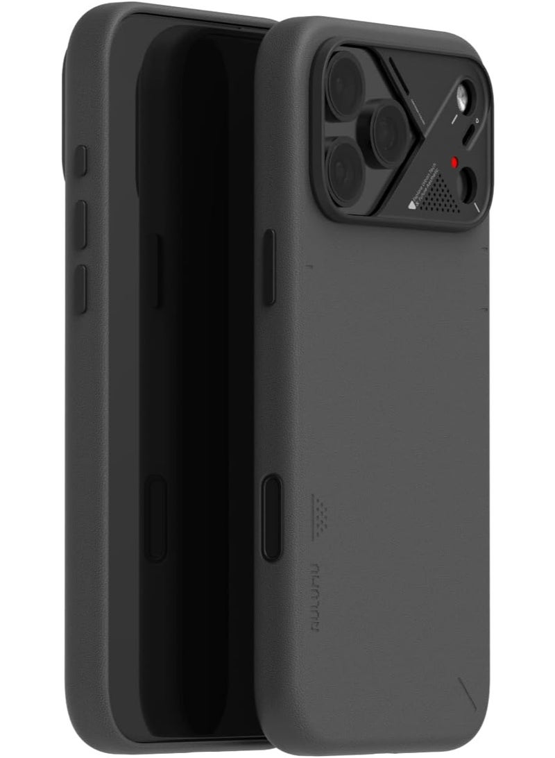 Aulumu حافظة ألومو A17 من الجلد النباتي CoolHyper لهاتف آيفون 17 برو | تحكم بالكاميرا | مع زعانف تبريد | راحة فاخرة | متوافقة مع MagSafe | تغليف كامل - أسود - Image 1