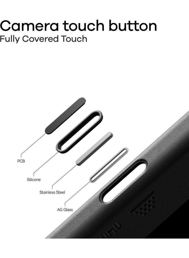 Aulumu حافظة ألومو A17 من الجلد النباتي CoolHyper لهاتف آيفون 17 برو | تحكم بالكاميرا | مع زعانف تبريد | راحة فاخرة | متوافقة مع MagSafe | تغليف كامل - أسود - Image 3