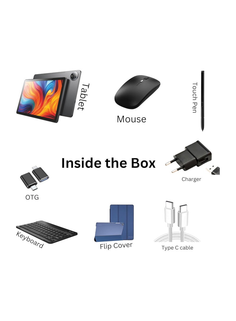 Oteeto TAB 14 Tablet/11. Inch Incell Display//Octa Core 2.0GHz Processor/Android 14/8MP Front + 13 MP Rear Camera/8GB RAM + 512GB ROM/8000 mAH Battery/4G Dual SIM/5G Wifi/Keyboard/Flip Cover etc - Blue - Image 2