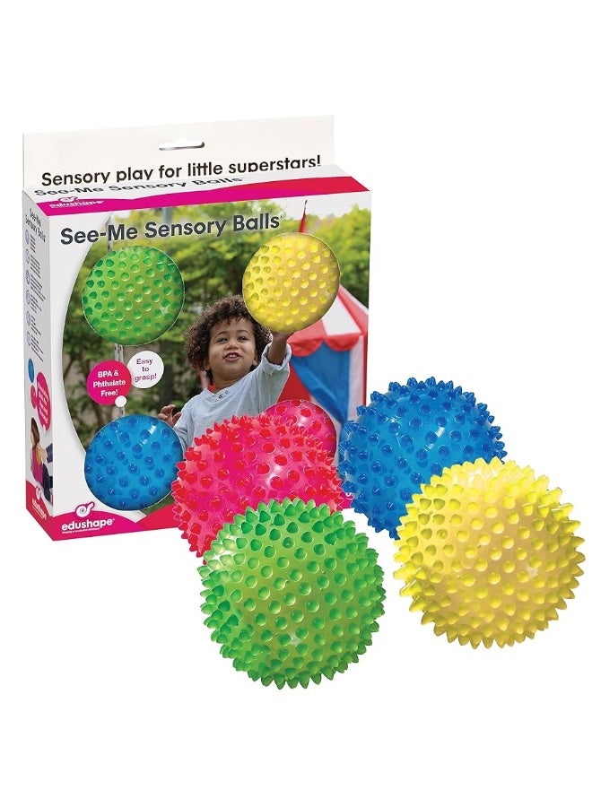 Edushape The Original Sensory Ball for Baby - 4" See-Through Primary Color Baby Ball That Helps Enhance Gross Motor Skills for Kids Aged 6 Months & Up - Stocking Stuffer, Colorful, Unique Toddler Ball - Image 4