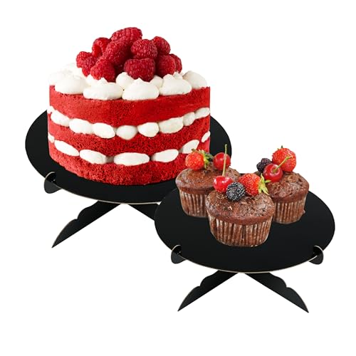 ROSYJUNE 12 inch One Tier Cardboard Cake Stand,Black Cupcake Stand for Birthday Wedding DIY Dessert Decoration - Image 5