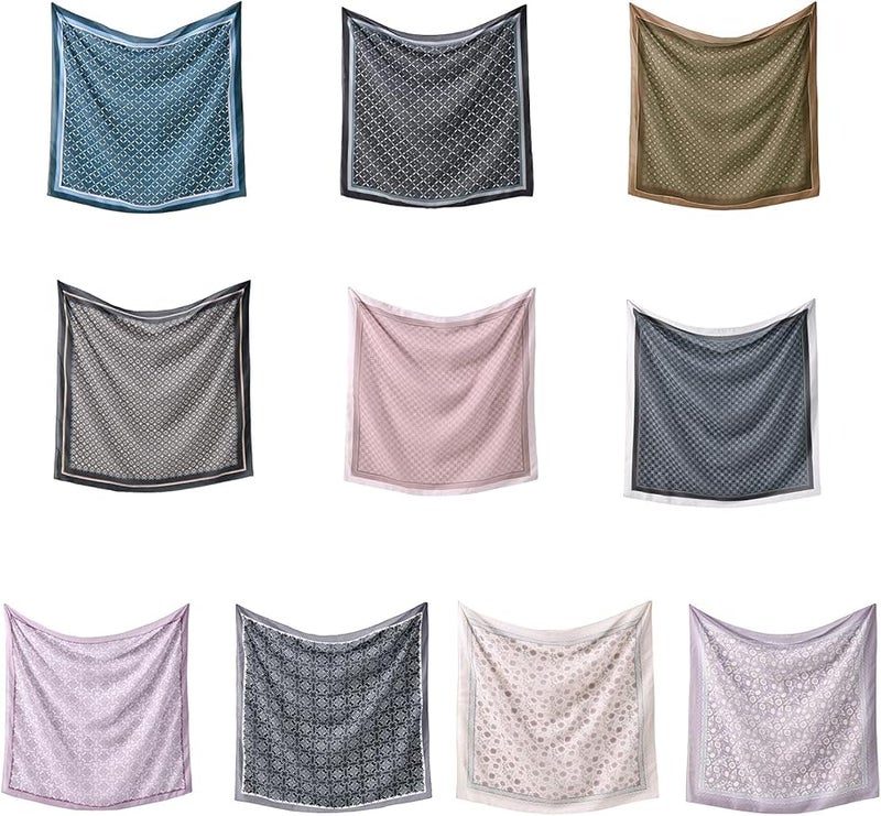 Square Neck Scarf Polyester Large Neckerchief Color 9 Stylish Print Unique Hemming Fashionable Everyday Wear - Image 5