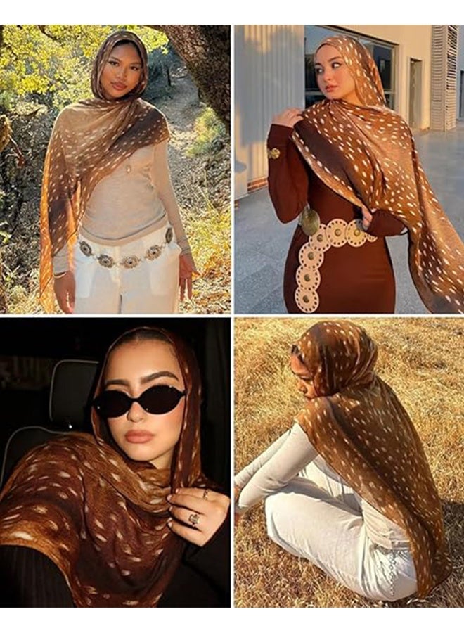 Instant Hijab Scarf for Women, Watercolour Floral Printed Soft Modal Cotton Head Wraps Long Shawl - Image 3