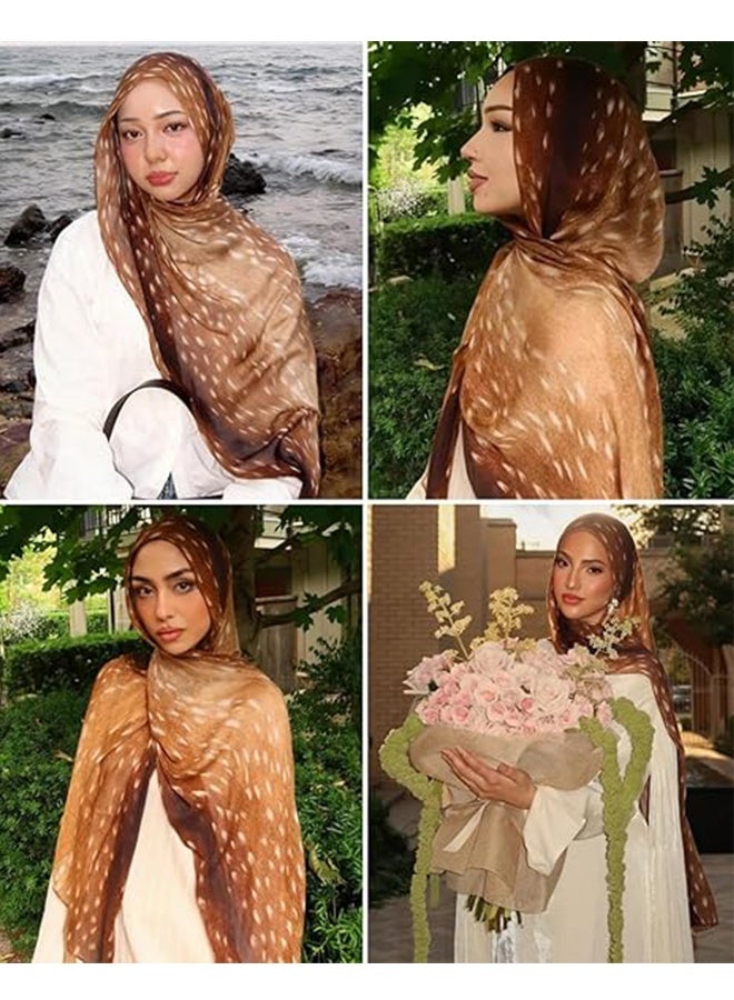 Instant Hijab Scarf for Women, Watercolour Floral Printed Soft Modal Cotton Head Wraps Long Shawl - Image 5