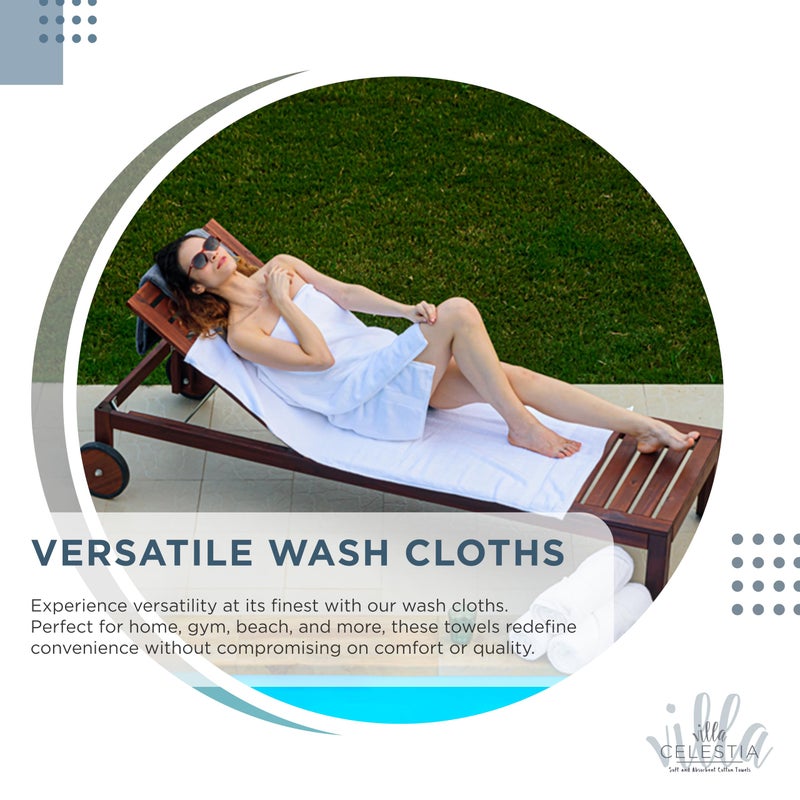 Villa Celestia 100% Cotton Wash Cloth for face & Body Set of 6, (12 x 12 inches) Sustainable, Soft, Highly Absorbent, Combed Cotton Wash Cloths Pack of 6 for Hotels, Spa, Bathroom, Dorm, Blue - Image 5