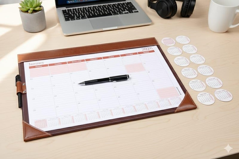 Sukeshcraft 15.3 × 22.2 Inch Large Desk Planner Calendar | 12-Month Desktop Planner (January 2026 – December 2026) | with Protective Sheet (Tan) - Image 5