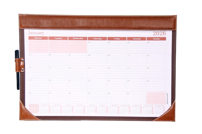 Sukeshcraft 15.3 × 22.2 Inch Large Desk Planner Calendar | 12-Month Desktop Planner (January 2026 – December 2026) | with Protective Sheet (Tan) - Image 2