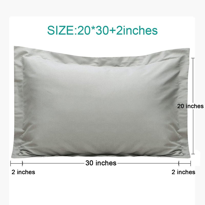 إن تي باي NTBay Queen Pillow Shams - 2 Pack Microfiber 20x30 Coverings - Super Super and Dozy Growner Resistant 20x30 Indcses Oxford Plowcases Smoky Gray  - Image 2