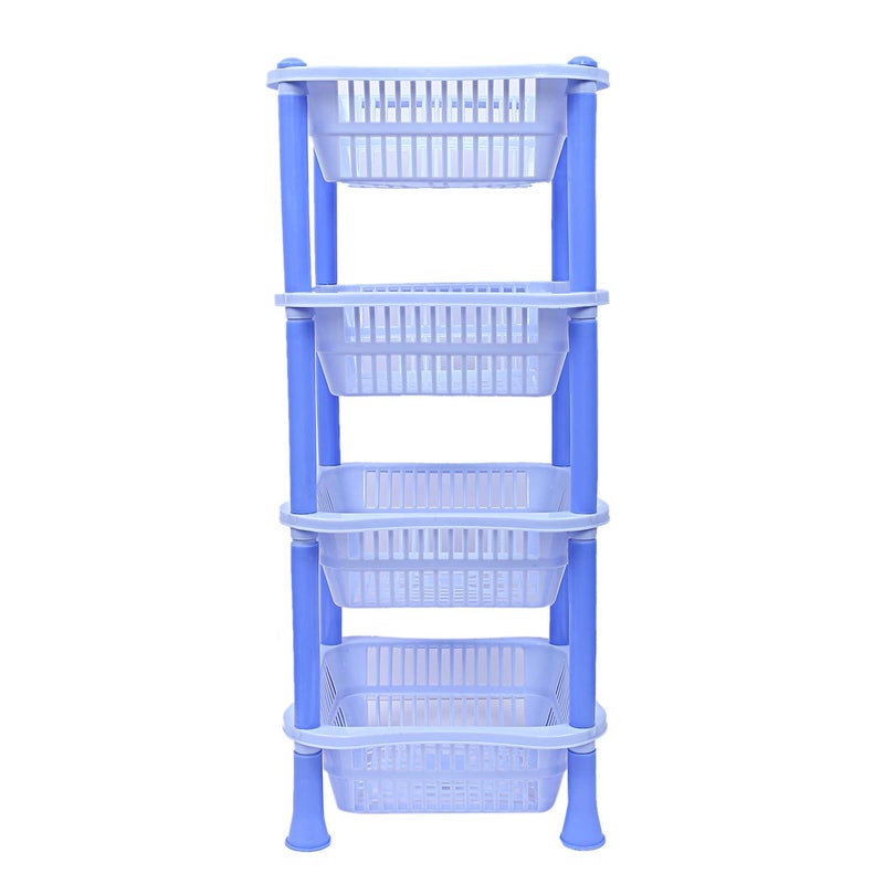 Kuber Industries Plastic 4 Layer Multi-Purpose Kitchen Storage Basket Rack (Blue)-CTKTC025266 - Image 3