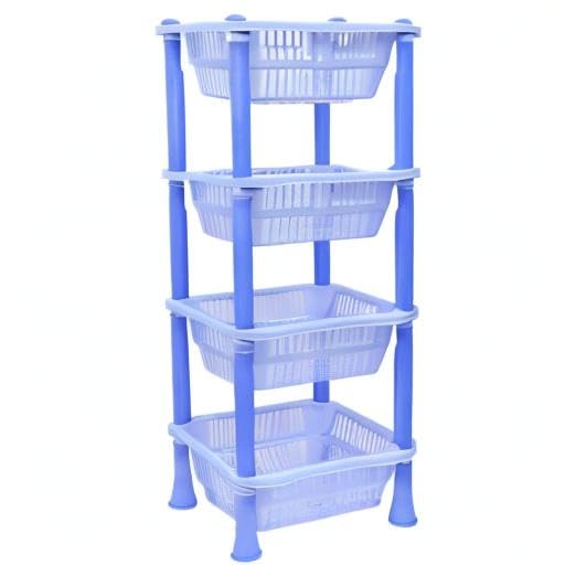 Kuber Industries Plastic 4 Layer Multi-Purpose Kitchen Storage Basket Rack (Blue)-CTKTC025266 - Image 5
