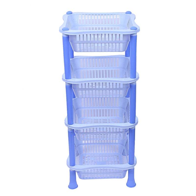 Kuber Industries Plastic 4 Layer Multi-Purpose Kitchen Storage Basket Rack (Blue)-CTKTC025266 - Image 1
