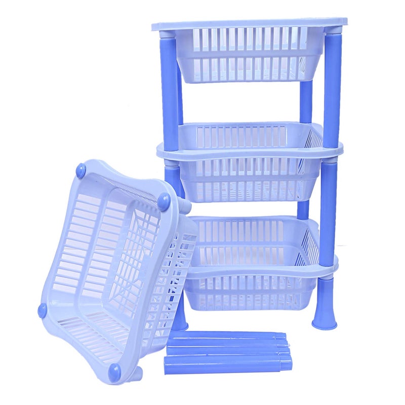 Kuber Industries Plastic 4 Layer Multi-Purpose Kitchen Storage Basket Rack (Blue)-CTKTC025266 - Image 4