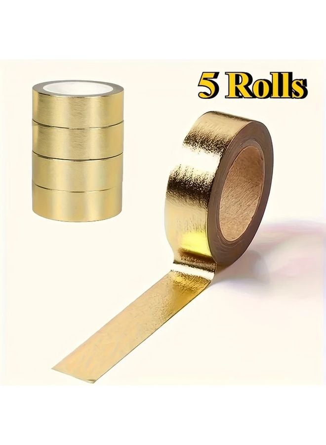 5 Rolls Golden Aluminum Foil Tape 15mm x 5m for Scrapbook DIY Craft Decoration - Image 1