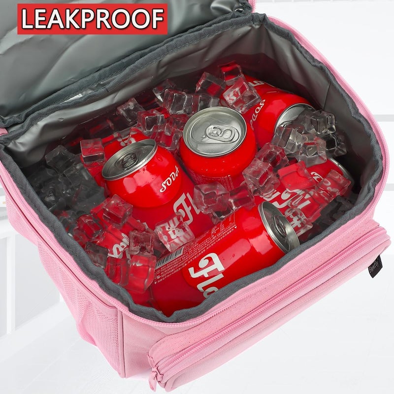 FlowFly Double Layer Cooler Insulated Lunch Bag Adult Lunch Box Large Tote Bag for Men, Women, With Adjustable Strap,Front Pocket and Dual Large Mesh Side Pockets - Image 4