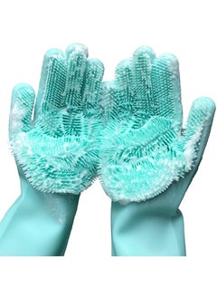 HINGOL HINGOL Cleaning Sponge Gloves Dishwashing Gloves Silicone Reusable Cleaning Brush Heat Resistant Scrubber Gloves for Housework Kitchen Clean Bathroom Bathing Car Washing 1 Pair 