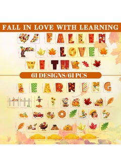 HOWAF HOWAF Fall Classroom Decorations Fall in Love with Learning Bulletin Board Set for Autumn Chalkboard School, Fall Maple Leaves Cutout Leaning Cutouts for Thanksgiving Wall Class Blackboard Decor  - Image 2