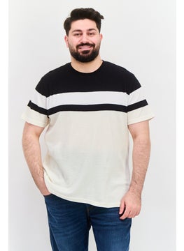 Men Round Neck Short Sleeve Textured T-Shirt, Black