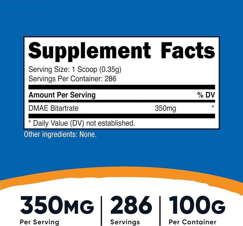 Nutricost Pure DMAEBitartrate Powder 100 Grams - Image 1