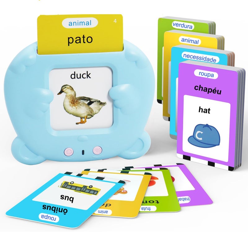 MAYAPHILOS 224 Words Brazil Portuguese and English Talking Flash Cards for Toddlers Autism Sensory Toys Portuguese Language Learning Educational Montessori Speech Therapy Toys Gifts for Kids - Image 3