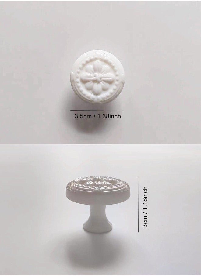 Generic 6 Pcs Vintage White Knobs Handle Pulls 35mm Plastic Round Knobs for Cabinet Drawer Kitchen Bathroom Cupboard Home Office Furniture  - Image 3