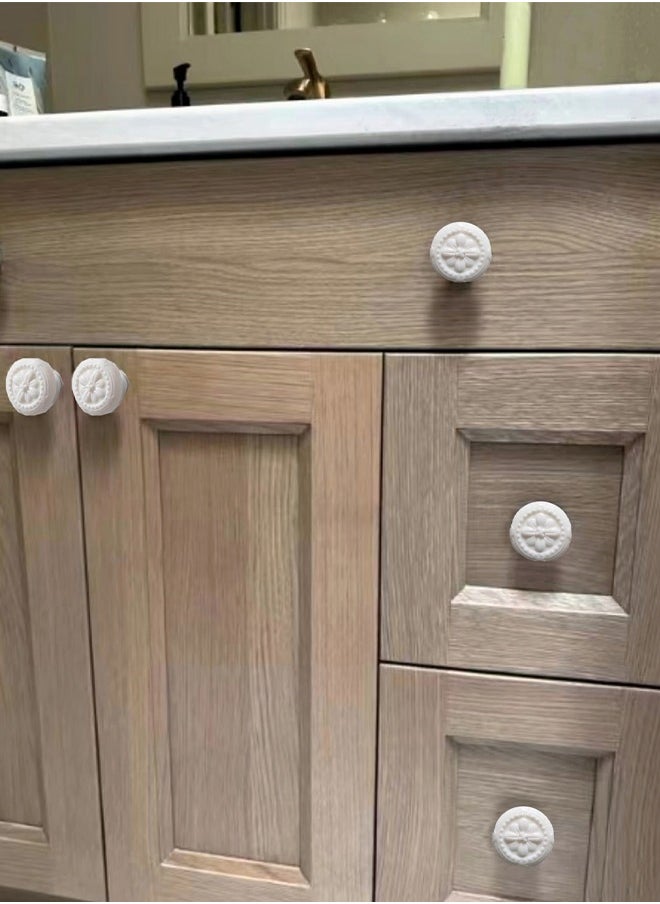 Generic 6 Pcs Vintage White Knobs Handle Pulls 35mm Plastic Round Knobs for Cabinet Drawer Kitchen Bathroom Cupboard Home Office Furniture  - Image 5