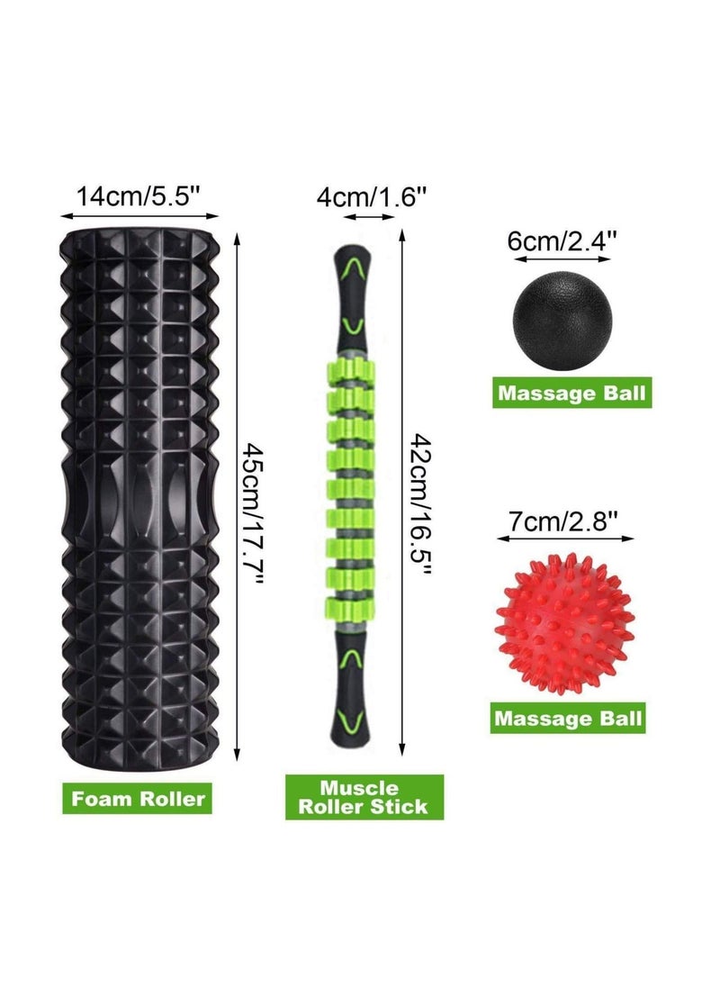 Generic 5 in 1 Yoga Column Massage Stick Combination Set Foam Shaft Fascia Ball Massage Relaxing Roller Yoga Kits  - Image 3