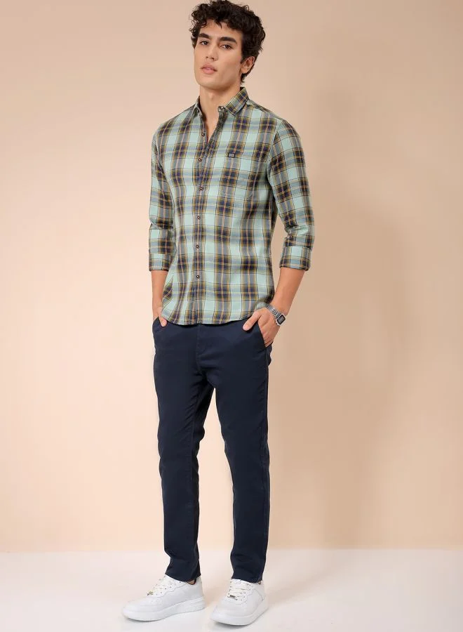 شركة المرآب الهندية Men Regular Fit Checkered Full Sleeves Cutaway Collar Casual Shirt