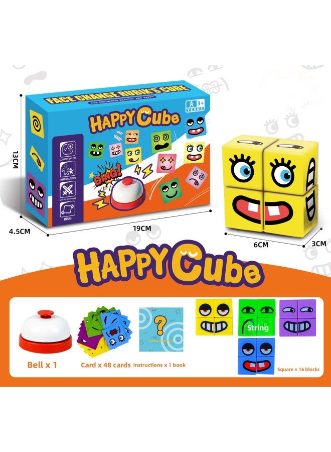 Cross-border Amazon Children's Double Battle Face-changing Expression Rubik's Cube Building Blocks Early Education Benefit Intelligence Shake Tone Explosive Toys