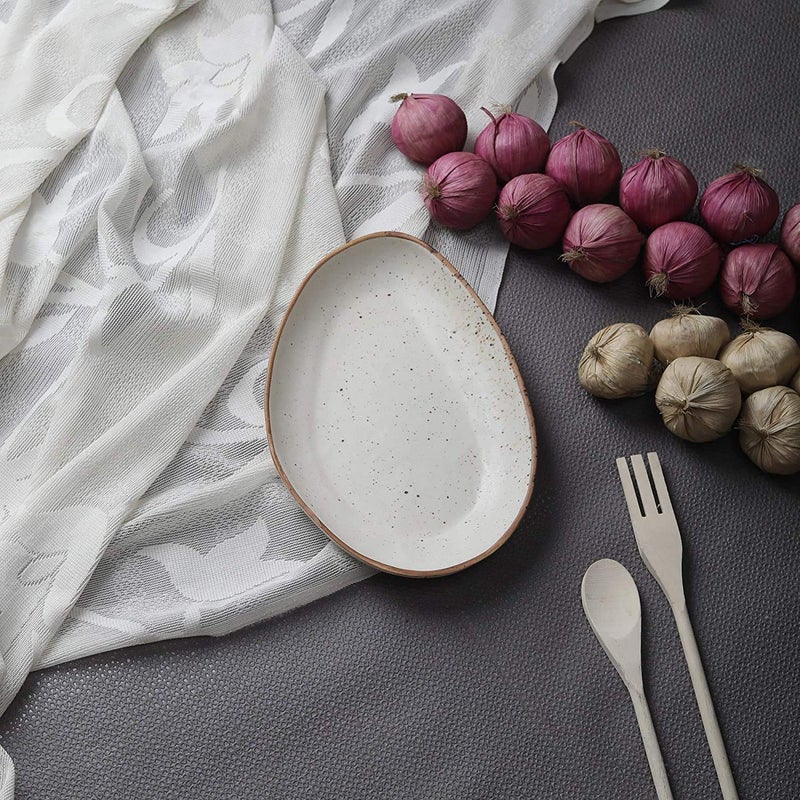 miah decor Miah Decor Md302 Stoneware Handcrafted Ceramic Matt Finish Stoneware Oval Platter 10 Inch X 75 Inch Offwhite Microwave Safe Freezer Safe Dishware Safe Serveware Platter - Image 4