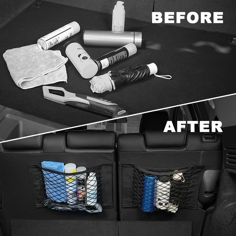 3pcs Car Trunk Storage Nets Black Durable Elastic Bands For SUVs And Cars Adhesive Tidy Hold Tools Groceries Car Care Products - Image 4