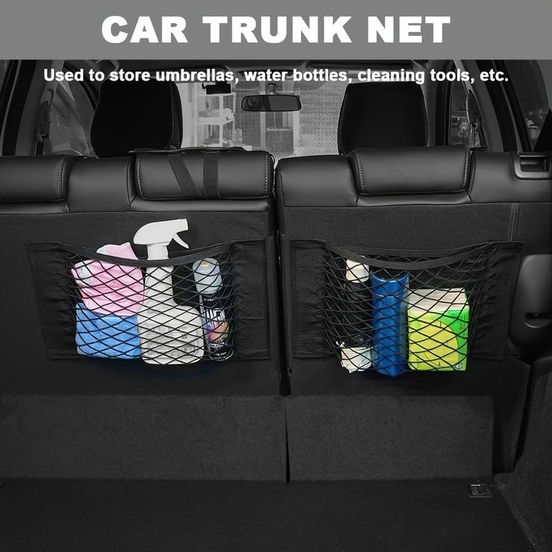 3pcs Car Trunk Storage Nets Black Durable Elastic Bands For SUVs And Cars Adhesive Tidy Hold Tools Groceries Car Care Products - Image 5