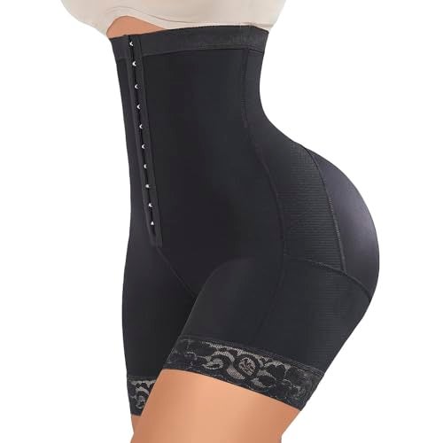 FeelinGirl High-Waisted Shapewear Tummy Control for Women Faja Body Shaper Shorts Butt Lifting Black S - Image 1