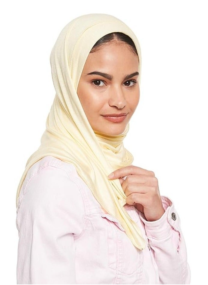 Jersey Stretch Shailah Hijab – Soft Muslim Islamic Arab Scarf in Cream, Ideal Headscarf Abaya Shawl - Image 1