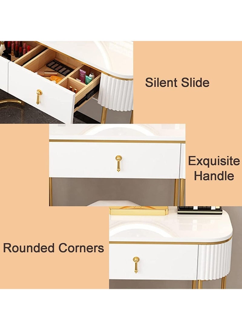 DubaiGallery Furniture Home Vanity Desk, Makeup Vanity Set with Ergonomic Cushioned Stool, Dressing Table with LED Lighted Mirror for Girls Bedroom Makeup Dressing Table - Image 3