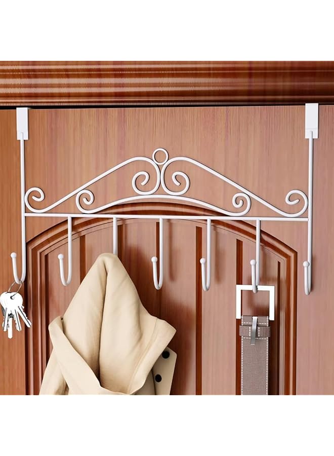 The Bros Over The Door Hook - 7 Hooks for Coat, Towel, Bag, and Robe Organization - White Door Hanger for Efficient Storage and Easy Access - Image 1